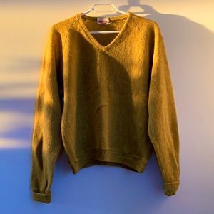 Vintage wheat gold sweater in a wool, mohair, and alpaca blend